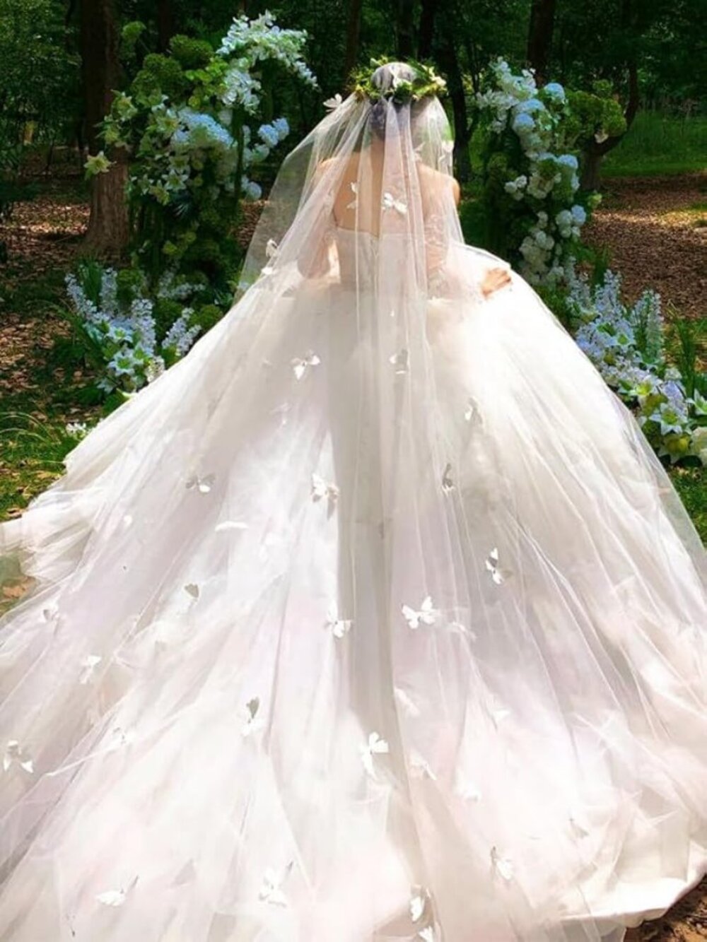 Pearl Butterfly Cathedral Wedding Veil